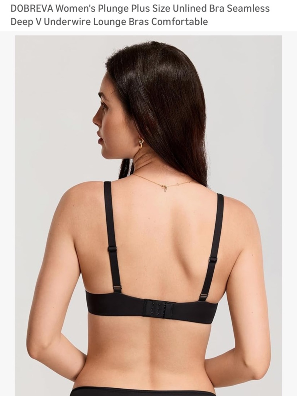 DOBREVA Black Plunge Unlined Seamless Bra — Deep V Support - Picture 2 of 2
